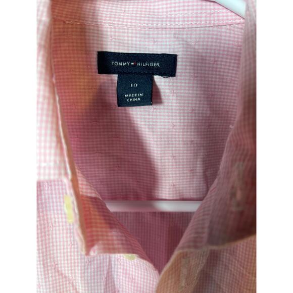 Boys Tommy Hilfiger Pink Plaid Long Sleeve Button Down Shirt 10 - Picture 2 of 6